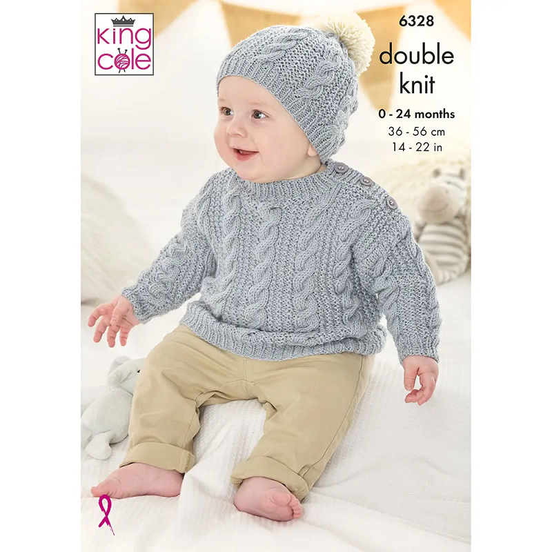 King Cole Sweater, Sleeveless Top and Hat Knitting Pattern Leaflet 6328