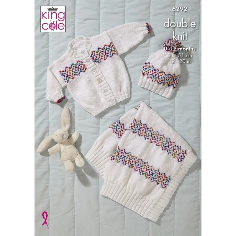 King Cole Jacket, Cardigan, Hats and Blanket Knitting Pattern Leaflet 6292