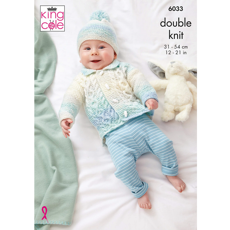 King Cole Jacket, Sweater, Cardigan & Hat Knitting Pattern Leaflet 6033