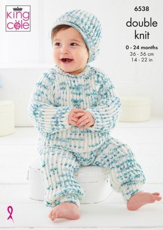 King Cole Baby Set Knitting Pattern Leaflet 6538