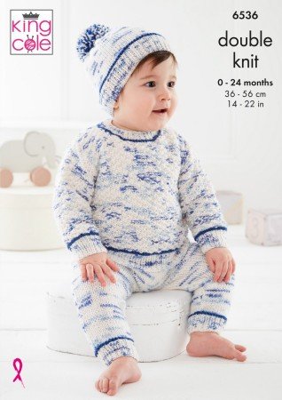 King Cole Baby Set Knitting Pattern Leaflet 6536