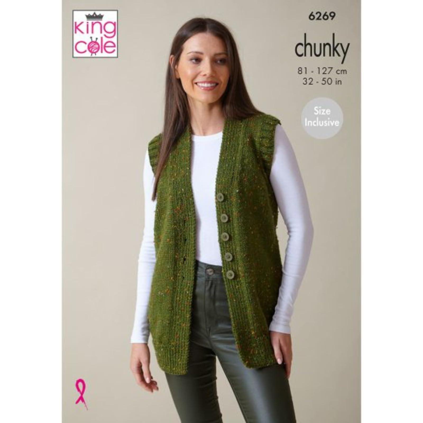 King Cole Cardigan and Waistcoat Knitting Pattern Leaflet 6269