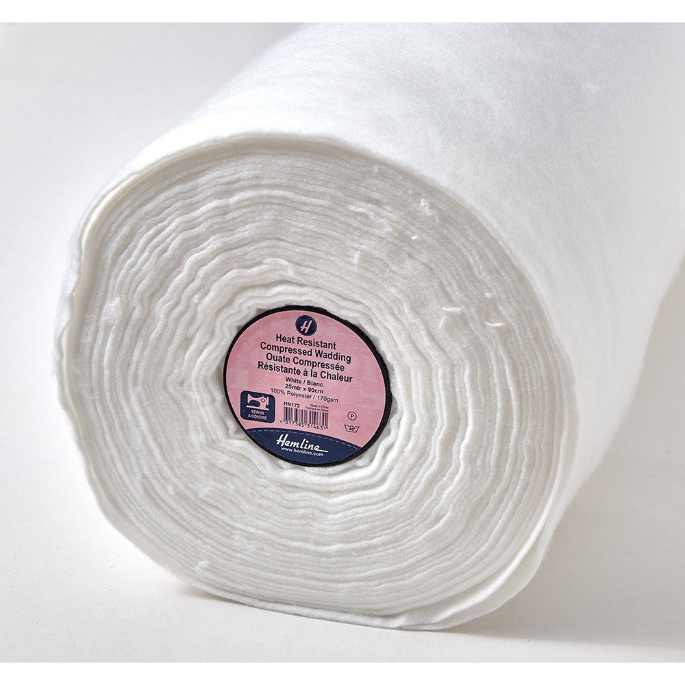 Hemline Heat Resistant Wadding Compressed Sew In White 90cm Wide