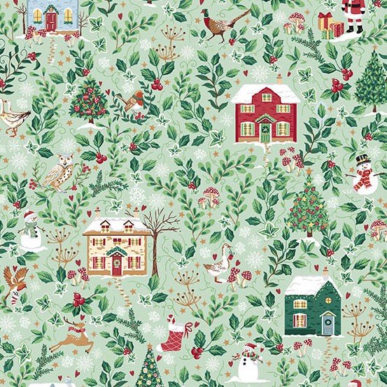 Andover Country Christmas Cottages Green MU-240-G Patchwork & Quilting Fabric 10 Makower Country Christmas Cottages Green MU-240-G Patchwork & Quilting Fabric