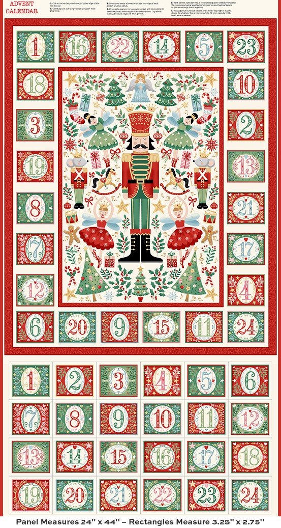 Makower The Nutcracker Advent Cream MU-228-Q Panel Patchwork & Quilting Fabric
