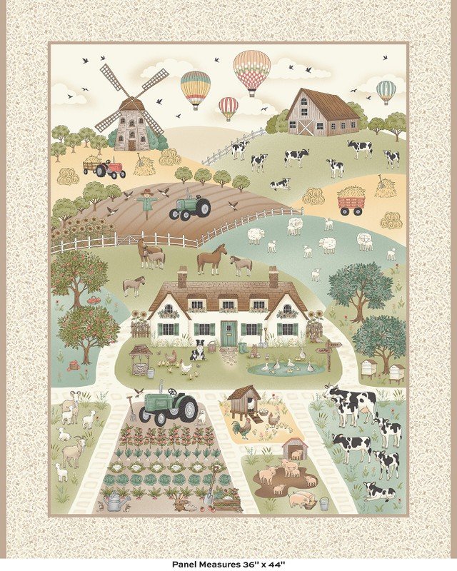 Makower Smallholding Panel MU-293-1 Patchwork & Quilting Fabric