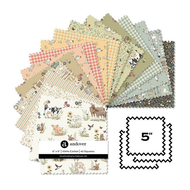 Makower Smallholding Fat Quarter Bundle 5-SMALL-42 Patchwork & Quilting Fabric