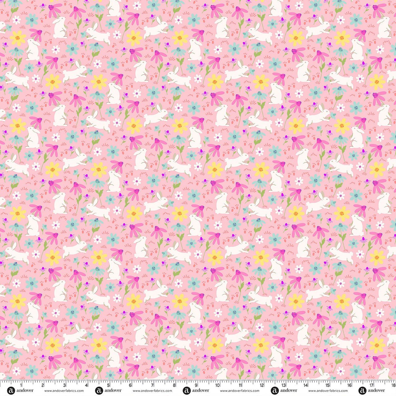 Andover Bunny Hops Spring Bunny Fields Blush A-10666-E Patchwork & Quilting Fabric 8 Makower Bunny Hops Spring Bunny Fields Blush A-10666-E Patchwork & Quilting Fabric