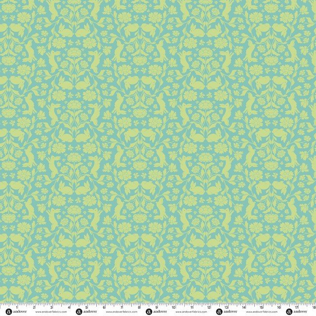 Andover Bunny Hops Spring Reflecting Rabbit Turquoise A-10667-G Patchwork & Quilting Fabric 8 Makower Bunny Hops Spring Reflecting Rabbit Turquoise A-10667-G Patchwork & Quilting Fabric