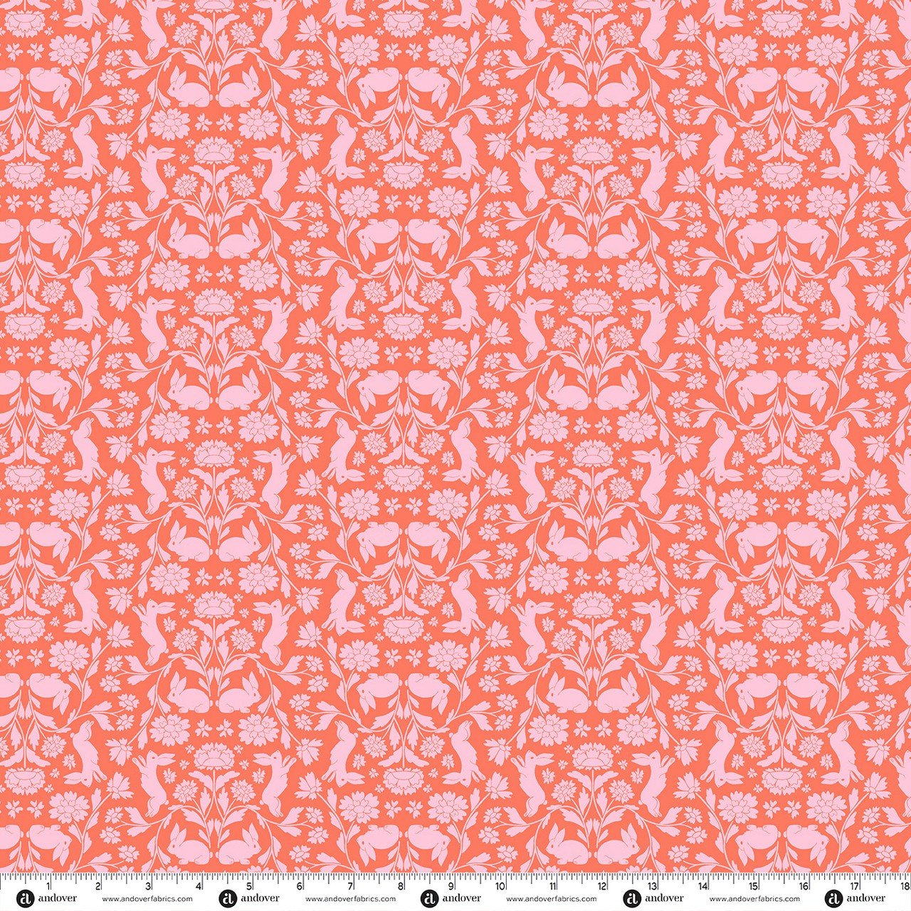 Andover Bunny Hops Spring Reflecting Rabbit Flame A-10667-O Patchwork & Quilting Fabric 8 Makower Bunny Hops Spring Reflecting Rabbit Flame A-10667-O Patchwork & Quilting Fabric