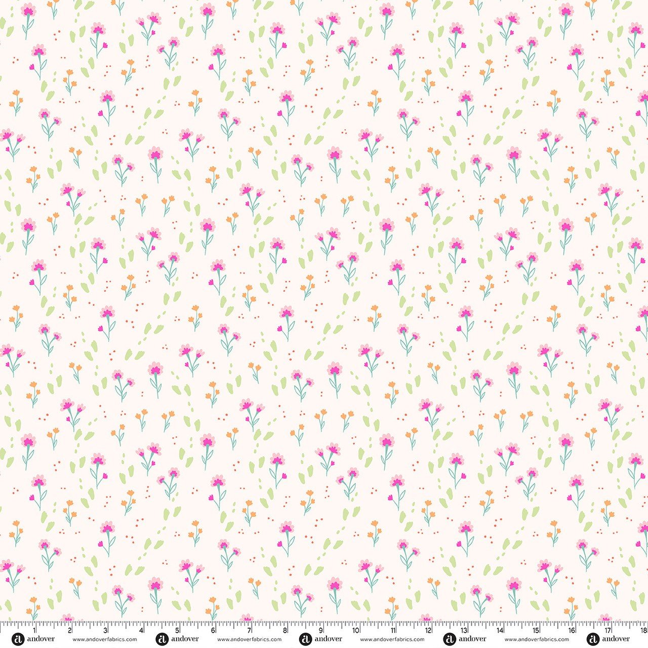 Makower Bunny Hops Spring Floral Footprints Cottontail A-10668-L Patchwork & Quilting Fabric