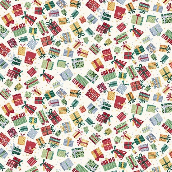 Makower Country Christmas Presents Cream MU-233-Q Patchwork & Quilting Fabric