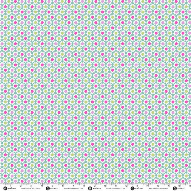 Makower Bunny Hops Spring Daisy Dot Caribbean A-10669-T Patchwork & Quilting Fabric