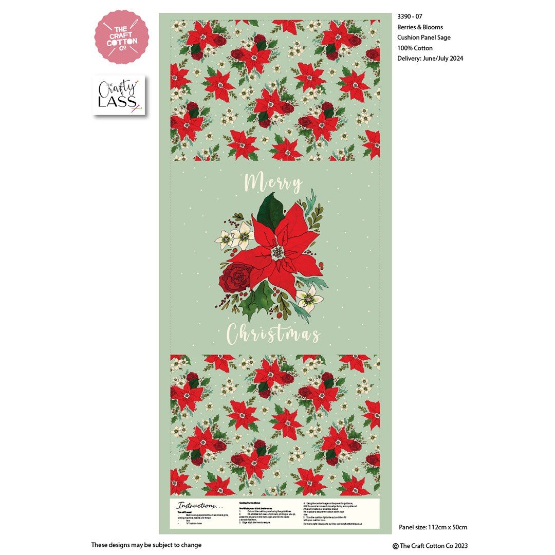 Berries & Blooms Christmas Cotton Cushion Panel Patchwork & Quilting Fabric 3390-07 6 Berries & Blooms Christmas Cotton Cushion Panel Patchwork & Quilting Fabric 3390-07