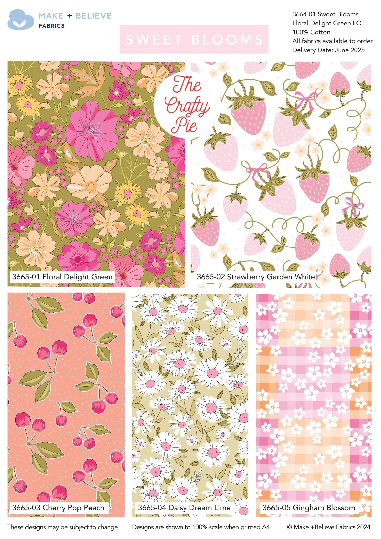 Sweet Blooms Delight Cotton Fat Quarters Bundle Patchwork & Quilting Fabric 3664-04