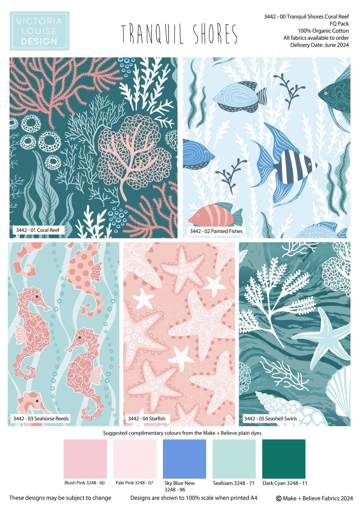 Tranquil Shores Cotton Fat Quarters Bundle Patchwork & Quilting Fabric 3442-11