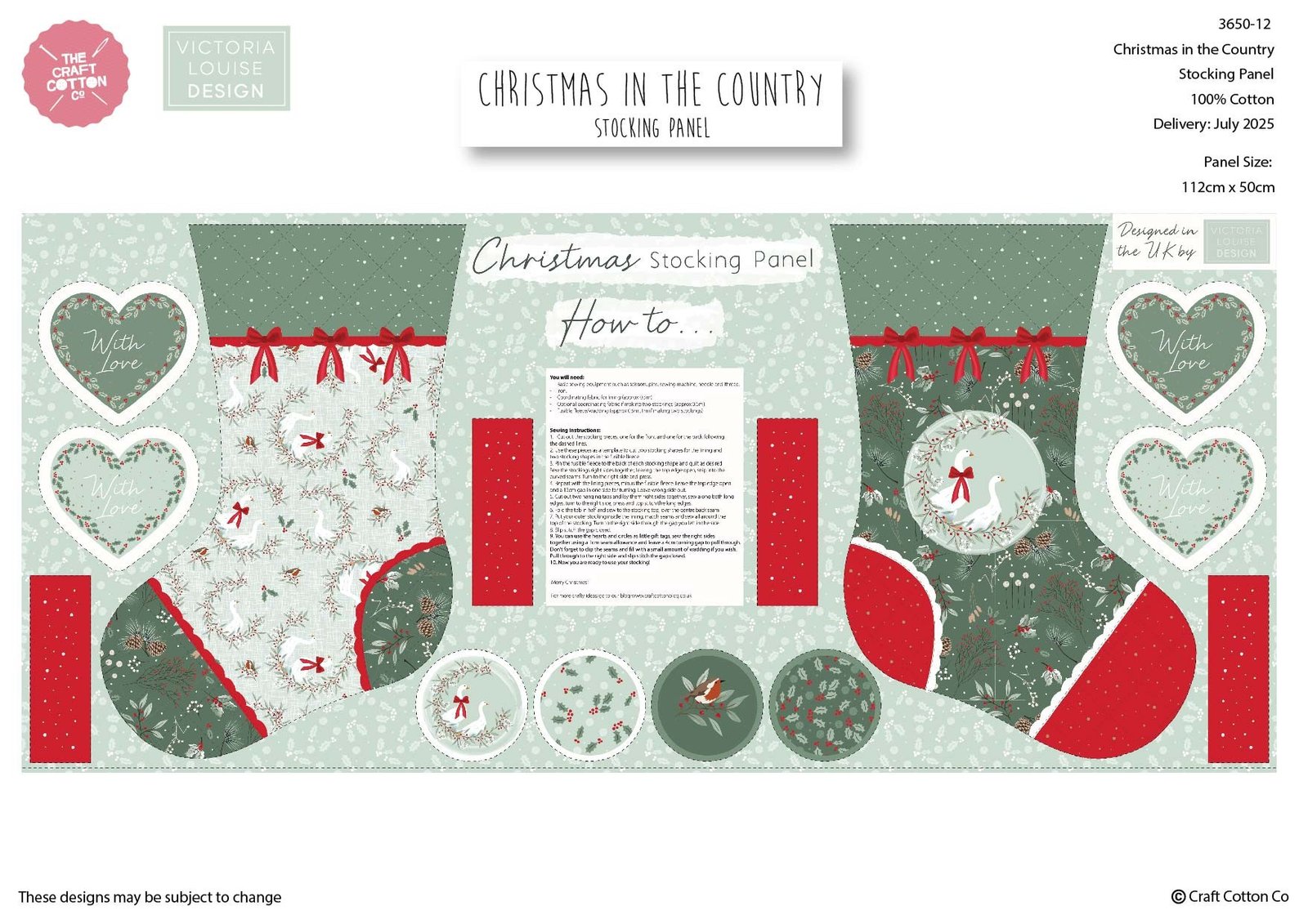 Christmas In The Country Stocking Panel Patchwork & Quilting Fabric 3650-12